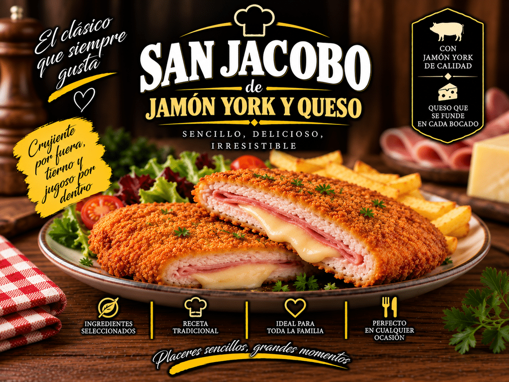 San Jacobo de Jamón York y Queso (Bandeja de 1 kg) San Jacobo de Jamón York y Queso (Bandeja de 1 kg)