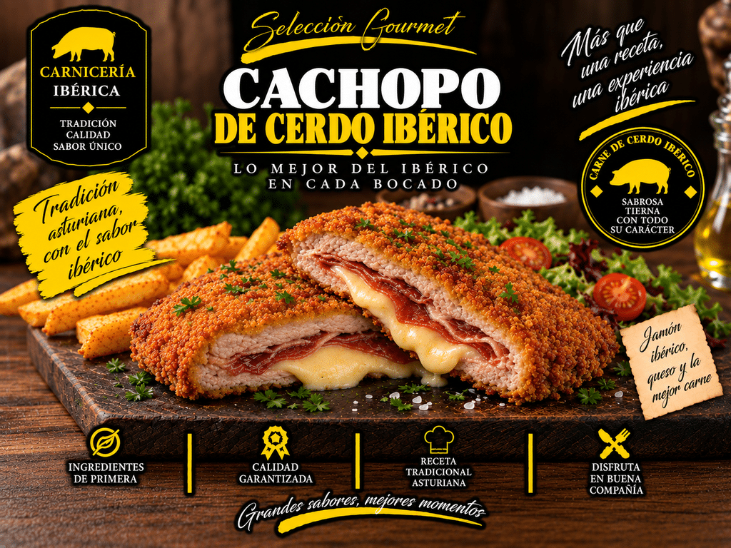 Cachopo de cerdo ibérico (Bandeja de 1 kg) Cachopo de cerdo ibérico (Bandeja de 1 kg)